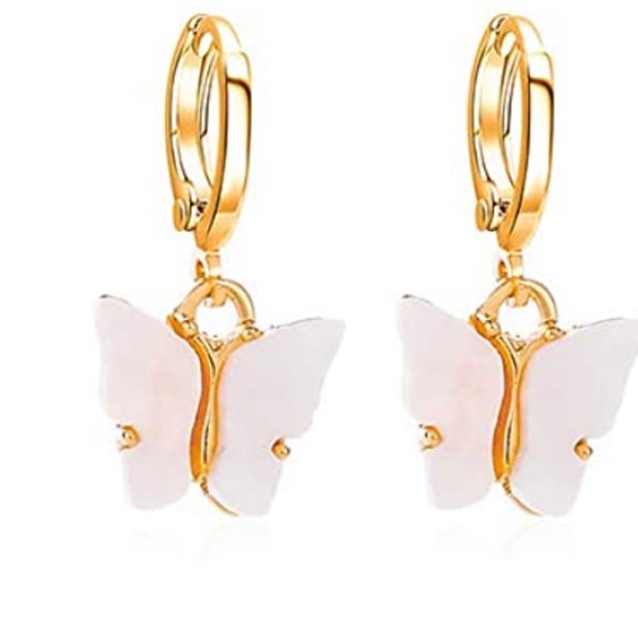 Gorgeous white/pink butterfly dangle earring set new - Picture 4 of 5